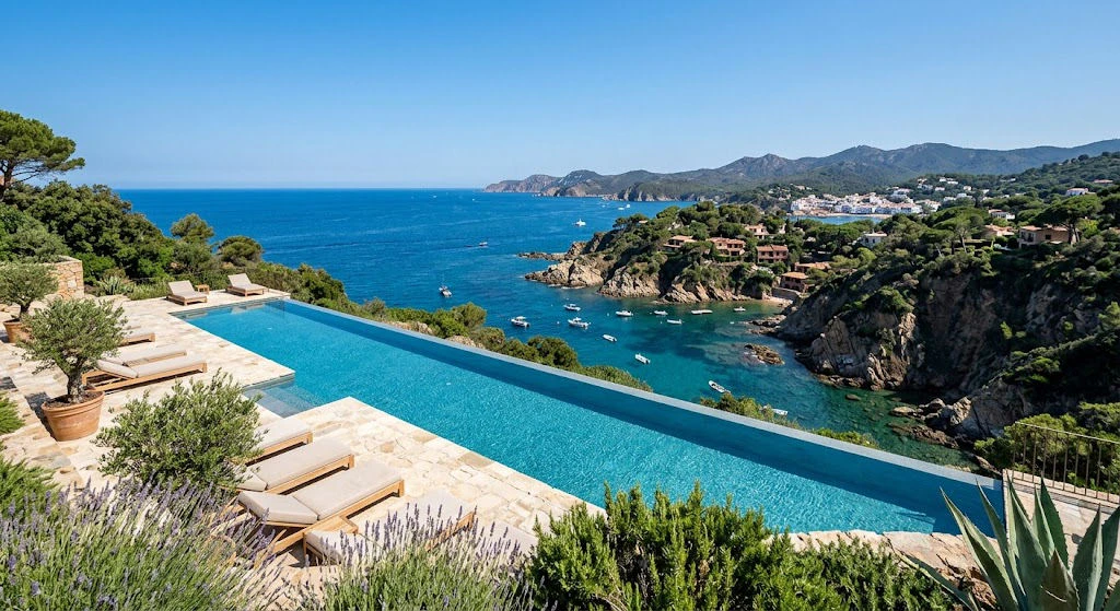 Vue sur la Costa Brava Piscine à débordement avec vue sur la mer à la Costa Brava